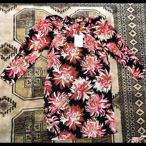 New Floral Print Puff Long Sleeve Dress-Size 4-6